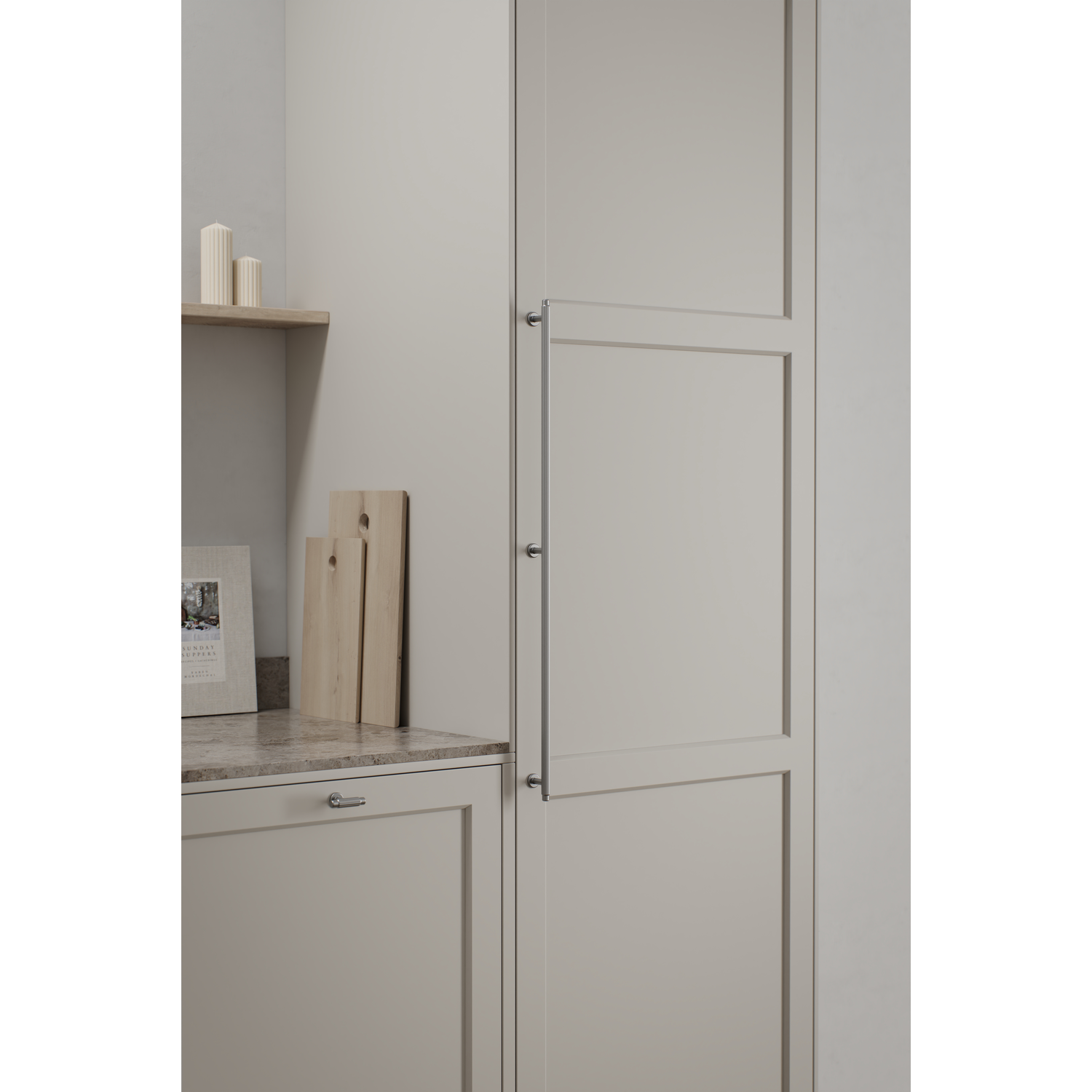 Poignée VILLA LONG EA640 L690 alu + zmc look inox 